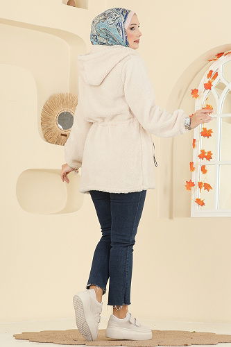 moda selvim Overcoat 6039TEG847 Ecru - Thumbnail