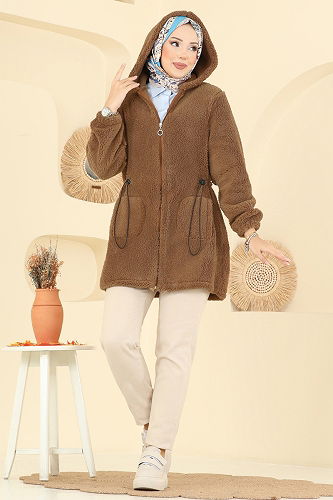 moda selvim Overcoat 6039TEG847 Tan - Thumbnail