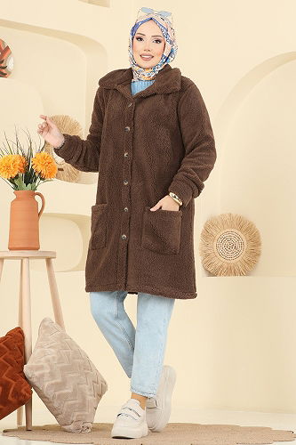 moda selvim Overcoat 6053TEG847 Brown - Thumbnail