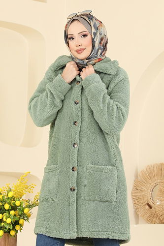 moda selvim Overcoat 6053TEG847 Mint - Thumbnail