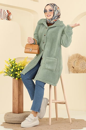 moda selvim Overcoat 6053TEG847 Mint - Thumbnail