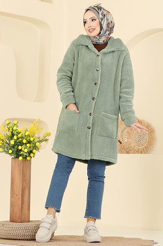 moda selvim Overcoat 6053TEG847 Mint - Thumbnail