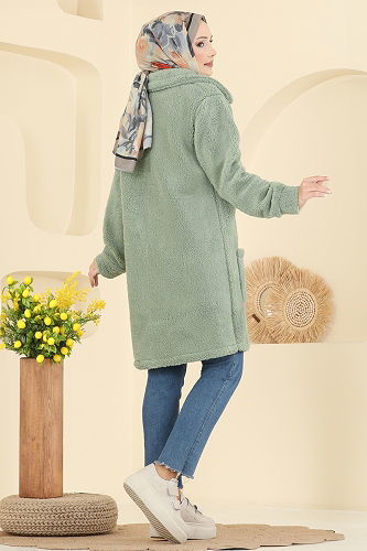 moda selvim Overcoat 6053TEG847 Mint - Thumbnail