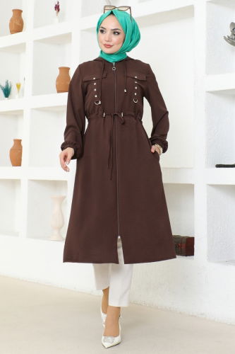 moda selvim Overcoat 6060S324 Brown - Thumbnail