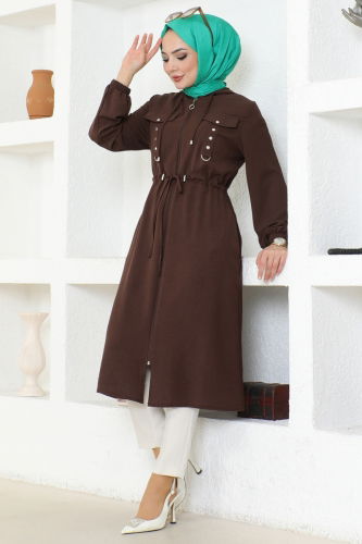 moda selvim Overcoat 6060S324 Brown - Thumbnail