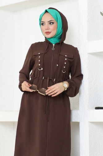 moda selvim Overcoat 6060S324 Brown - Thumbnail