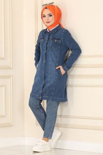 moda selvim 6063MZ203 الجينز الفاتح ملابس قصيره - Thumbnail