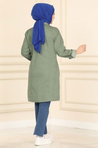 moda selvim Overcoat 6063MZ203 Mint - Thumbnail