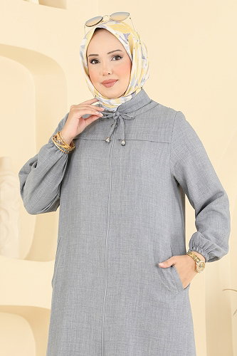 moda selvim Overcoat 6065MP806 Gray - Thumbnail