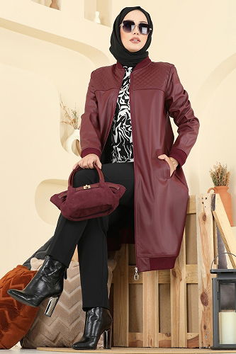 moda selvim كاب خمري 6105S324 - Thumbnail