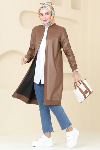 moda selvim Overcoat 6105S324 Tan - Thumbnail