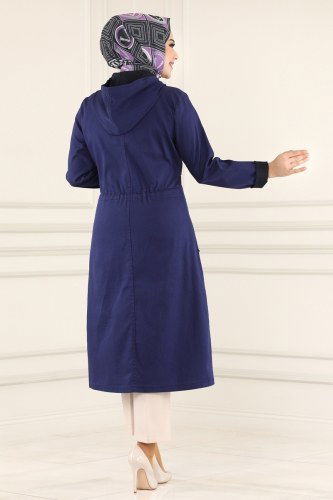 moda selvim Overcoat 6130MZ203 Ultramarine Blue - Thumbnail