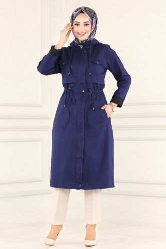 moda selvim Overcoat 6130MZ203 Ultramarine Blue - Thumbnail
