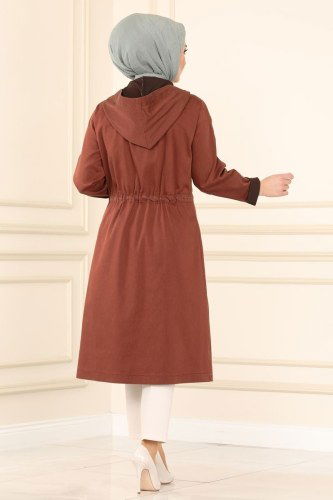 moda selvim Overcoat 6132MZ203 Brick - Thumbnail