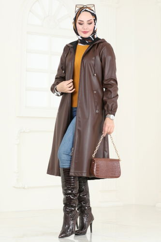 moda selvim Overcoat 6180S324 Bitter Brown - Thumbnail