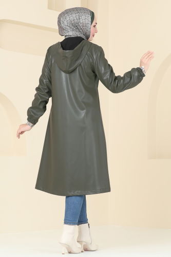 moda selvim Overcoat 6180S324 Khaki - Thumbnail