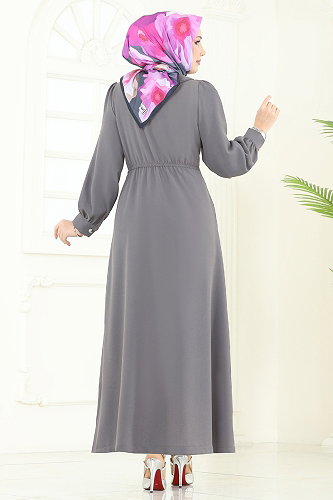 moda selvim Overcoat 6214BSK463 Anthracite - Thumbnail