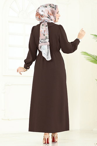 moda selvim Overcoat 6214BSK463 Brown - Thumbnail