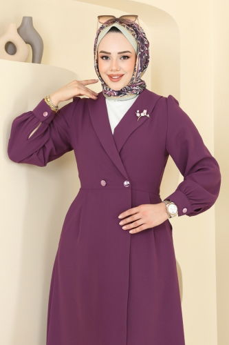 moda selvim كاب ليلكي غامق 6214BSK463 - Thumbnail