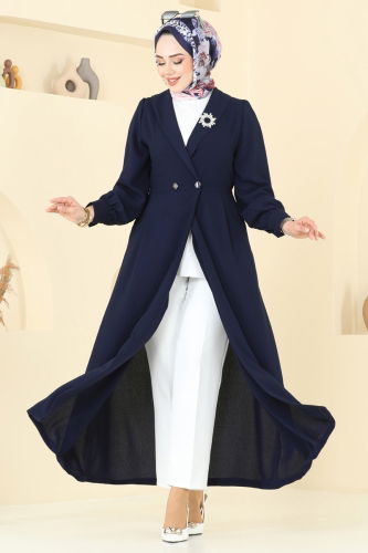 moda selvim Overcoat 6214BSK463 Navy Blue - Thumbnail