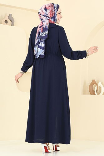 moda selvim Overcoat 6214BSK463 Navy Blue - Thumbnail