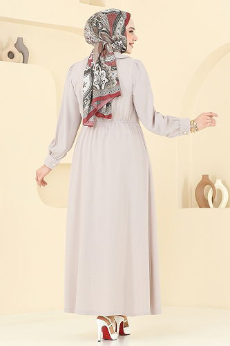 moda selvim Overcoat 6214BSK463 Stone - Thumbnail