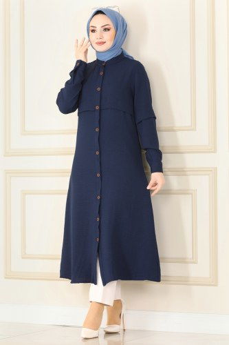 moda selvim Overcoat 6532S324 Navy Blue - Thumbnail