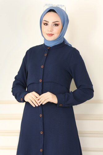 moda selvim Overcoat 6532S324 Navy Blue - Thumbnail