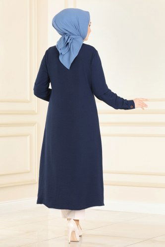 moda selvim Overcoat 6532S324 Navy Blue - Thumbnail