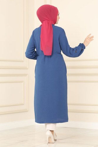moda selvim Overcoat 6783S324 Indigo - Thumbnail