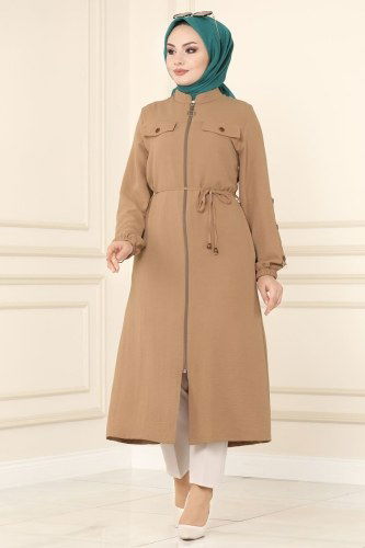 moda selvim Overcoat 6783S324 Latte - Thumbnail