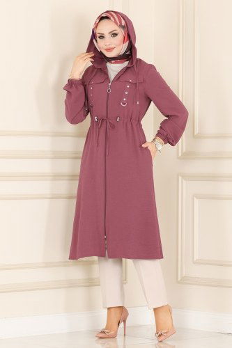 moda selvim Overcoat 6813S324 Dusty Rose - Thumbnail