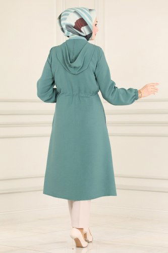 moda selvim Overcoat 6813S324 Mint - Thumbnail