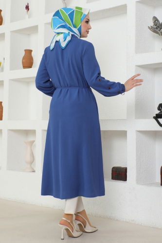 moda selvim Overcoat 6875S324 Indigo - Thumbnail