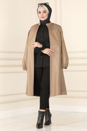 moda selvim Overcoat 6879S324 Beige - Thumbnail