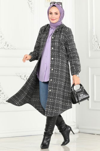 moda selvim Overcoat 6896S324 Anthracite - Thumbnail