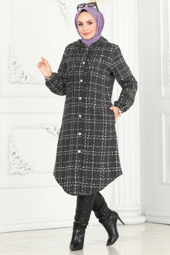 moda selvim Overcoat 6896S324 Anthracite - Thumbnail