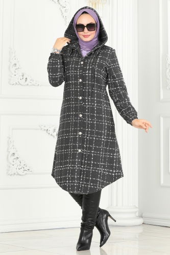 moda selvim Overcoat 6896S324 Anthracite - Thumbnail