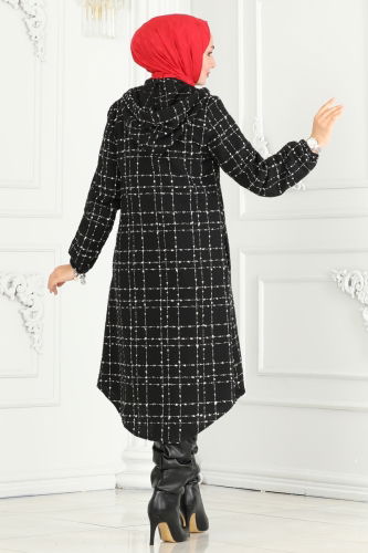 moda selvim Overcoat 6896S324 Black - Thumbnail