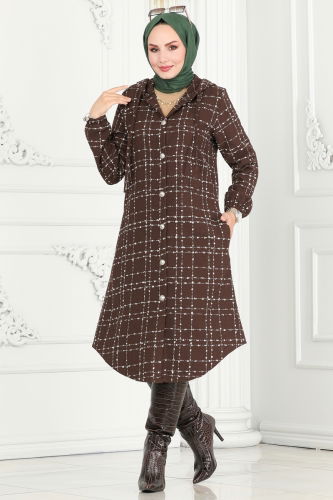 moda selvim Overcoat 6896S324 Brown - Thumbnail