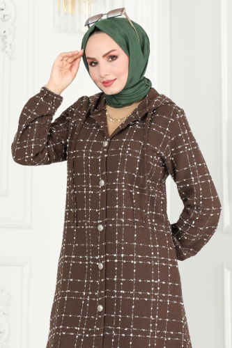 moda selvim Overcoat 6896S324 Brown - Thumbnail