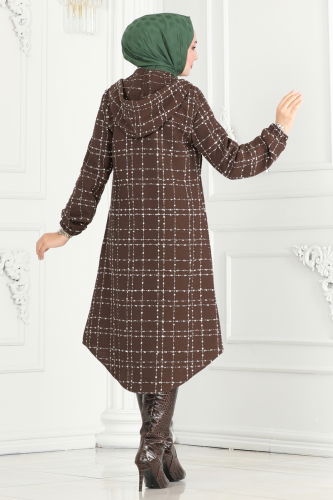 moda selvim Overcoat 6896S324 Brown - Thumbnail