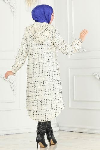 moda selvim Overcoat 6896S324 Ecru - Thumbnail