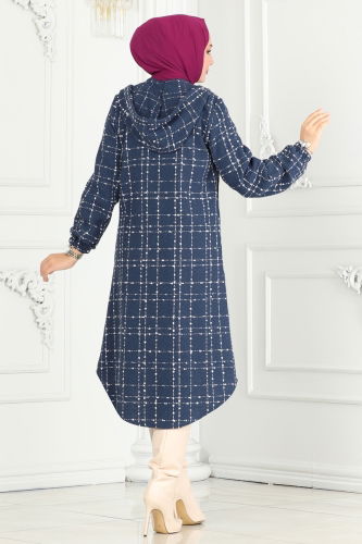 moda selvim Overcoat 6896S324 Indigo - Thumbnail