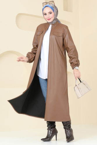 moda selvim Overcoat 6990S324 Tan - Thumbnail