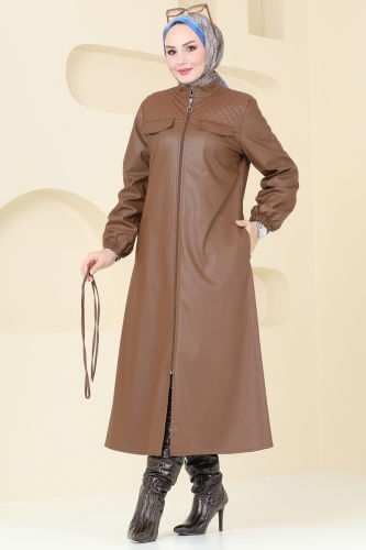 moda selvim Overcoat 6990S324 Tan - Thumbnail