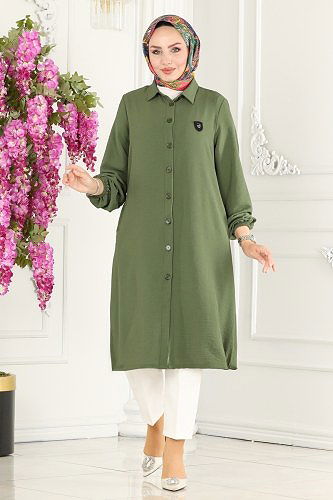 moda selvim Overcoat 7013TRT545 Almond Green - Thumbnail