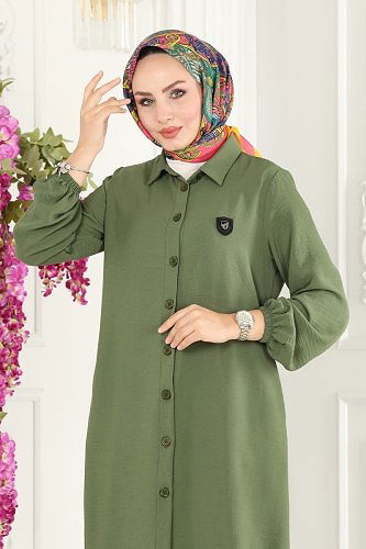 moda selvim Overcoat 7013TRT545 Almond Green - Thumbnail