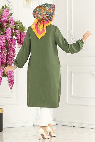 moda selvim Overcoat 7013TRT545 Almond Green - Thumbnail