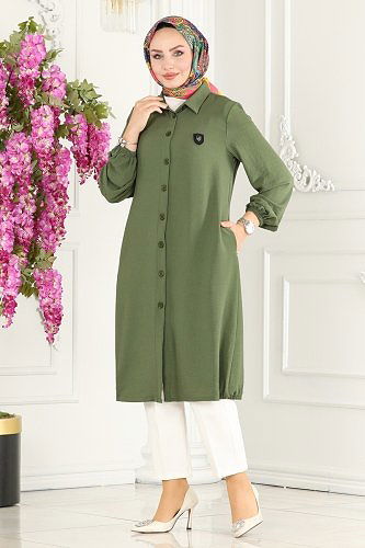 moda selvim Overcoat 7013TRT545 Almond Green - Thumbnail